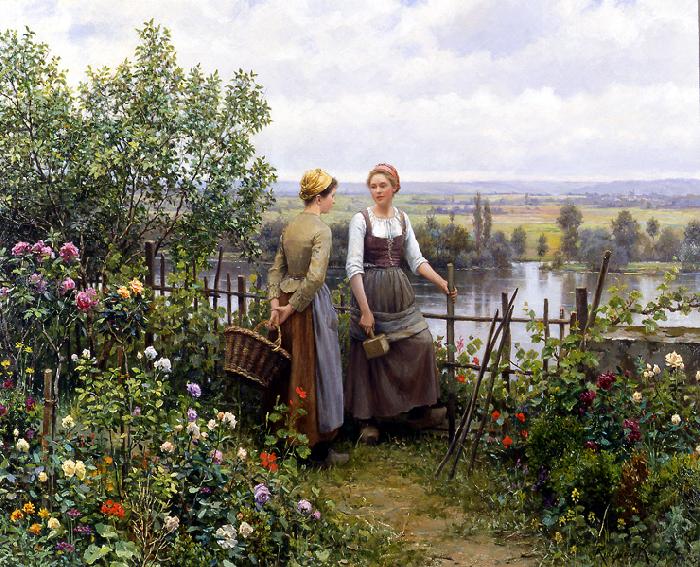 Daniel Ridgeway Knight Maria and Madeleine on the Terrace France oil painting art